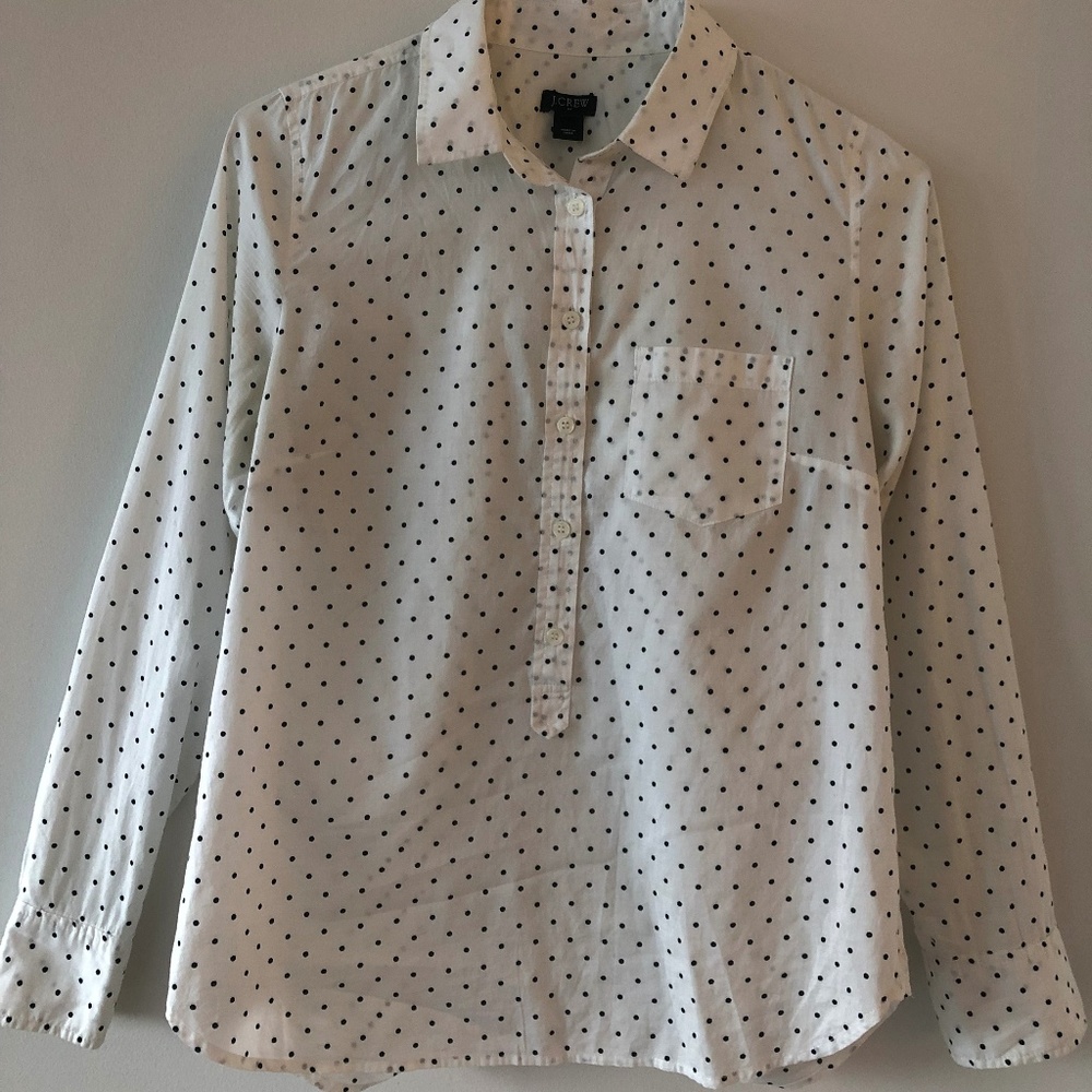 J.Crew Polka Dot Long Sleeve Button Shirt (Small)